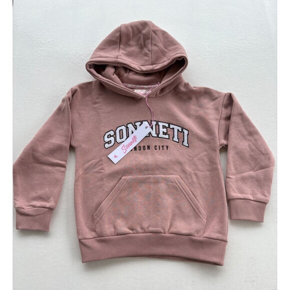 Sonneti Girls Hoodie London City Print Dusty Pink Size Small (8-10) Cotton Blend - Picture 2 of 6